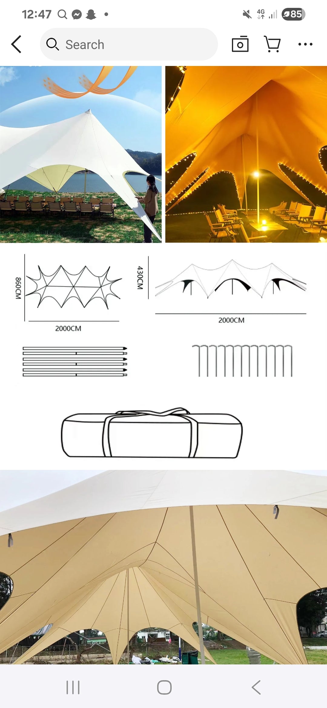 Stjerneformet partytelt