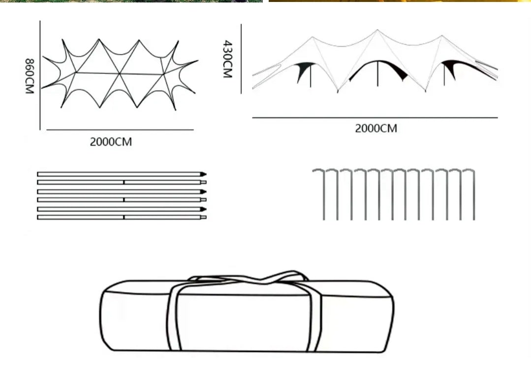 Stjerneformet partytelt